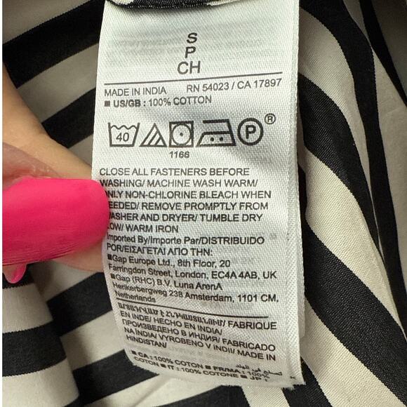 Banana Republic Poplin Lantern Sleeve Mini Swing Dress Black Stripe Size Small - Picture 10 of 10